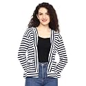 Amazon Brand - Nora Nico Women's Cotton Striped Full Sleeves Jacket Poncho, Summer Shrug for Ladies- XS Navy-White