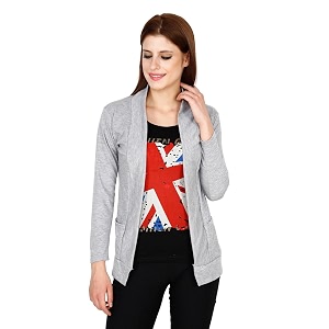 nora nico women cotton v-neck cotton shrug greymedium