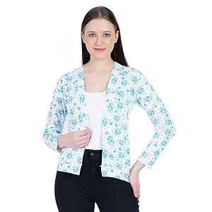 nora nico women39s printed cotton shrug - blue xl front open regular fit v-neck long sleeve trendy summer layering piece travel essential