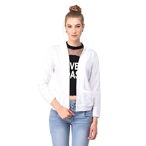 nora nico women cotton full sleeves jacket ponchosummer shrug -whitexl