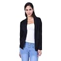 Nora Nico Black Cotton Shrug for Women - Full Sleeve Drape Front Cardigan, XX-Large - V-Neck, Hip Length Open Front Cover-Up