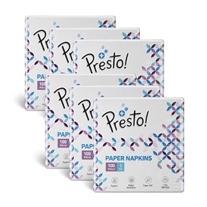 amazon brand - presto 1 ply tissue paper napkin  600 pulls  100 pulls x 6 packs  100 natural virgin cellulose fiber
