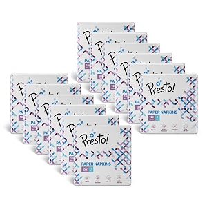 amazon brand - presto 1 ply tissue paper napkin  1200 pulls  100 pulls x 12 packs  100 natural virgin cellulose fiber