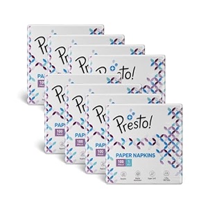 amazon brand - presto 1 ply tissue paper napkin  800 pulls  100 pulls x 8 packs 100 natural virgin cellulose fiber