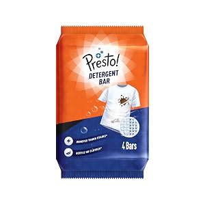 amazon brand - presto detergent bar  250g  4 count  4 bars each x pack of 1  tough on stains  gentle on fabrics  colour-safe  refreshing fragrance  gentle on hands
