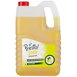 amazon brand - presto dishwash gel  lemon  5 litre refill can  dishwash liquid  cuts through grease  safe on hands