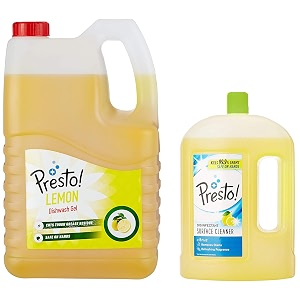 amazon brand - presto dishwash gel - 5 l lemon amp disinfectant surfacefloor cleaner - 2 l citrus