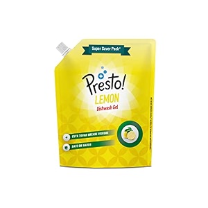 amazon brand - presto dishwash gel refill pouch  lemon  2 litre  leaves no residue and foul smell  grease cleaner for all utensils
