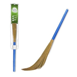 amazon brand - presto floor grass broom  pack of 1 blue