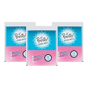 amazon brand - presto premium multi-purpose sponge wipes  assorted  15 count 5 x pack of 3
