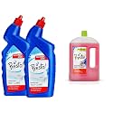 Amazon Brand - Presto! Toilet Cleaner - 1 L (Pack of 2) &amp; Amazon Brand - Presto! Disinfectant Floor Cleaner Floral, 2 L