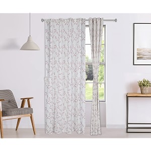 amazon brand - solimo 100 cotton rod pocket opaque door curtains 7 feet set of 2 cherry blossom