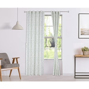 amazon brand - solimo 100 cotton opaque door curtains 7 feet set of 2 leafy steam eyelet leafy steam multi floral