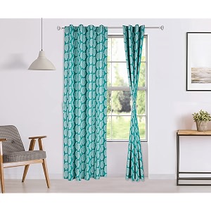 amazon brand - solimo 100 cotton rod pocket opaque door curtains 7 feet set of 2 paisley blue