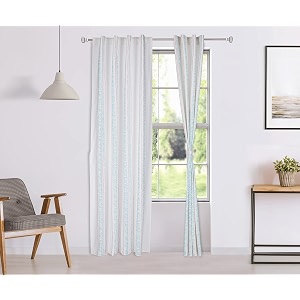 amazon brand - solimo 100 cotton opaque door curtains 7 feet set of 2 vertical leaf eyelet vertical leaf white floral
