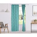 Amazon Brand - Solimo 100% Cotton Rod Pocket Opaque Door Curtains, 7 Feet (Set of 2), Paisley Blue