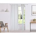 Amazon Brand - Solimo 100% Cotton Opaque Door Curtains, 7 Feet (Set of 2), Vertical Leaf, Eyelet, Vertical Leaf, White, Floral