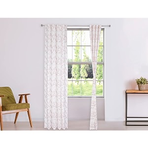amazon brand - solimo 100 cotton long door semi sheer curtains 9 feet set of 2 cherry blossom eyelet floral
