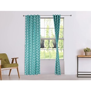 amazon brand - solimo 100 cotton long door semi sheer curtains 9 feet set of 2 paisley blue rod pocket curtains