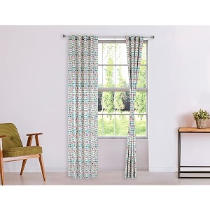 amazon brand - solimo 100 cotton long door semi sheer curtains 9 feet set of 2 multi dashes eyelet floral