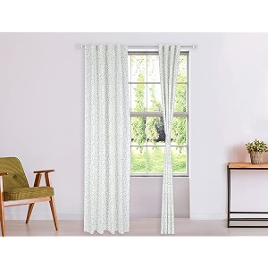 amazon brand - solimo 100 cotton long door semi sheer curtains 9 feet set of 2 leafy steam eyelet leafy steam multi floral
