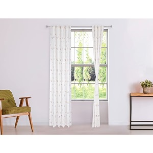 amazon brand - solimo 100 cotton opaque long door curtains 9 feet set of 2 dry leaf eyelet dry leaf white floral