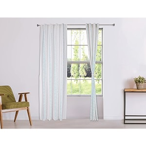 amazon brand - solimo 100 cotton opaque long door curtains 9 feet set of 2 vertical leaf eyelet vertical leaf white floral