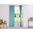 Amazon Brand - Solimo 100% Cotton Long Door Semi Sheer Curtains, 9 Feet (Set of 2), Paisley Blue, Rod Pocket Curtains