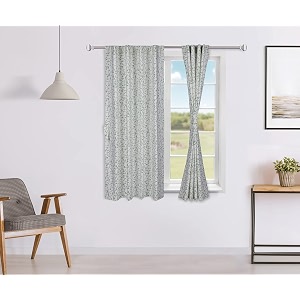 amazon brand - solimo 100 cotton window semi sheer curtains 5 feet set of 2leafy steam eyelet leafy steam multi floral