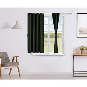 amazon brand - solimo 100 solid cotton window semi sheer curtains 5 feet set of 2 green rod pocket curtains