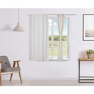 amazon brand - solimo 100 solid cotton rod pocket opaque window curtains 5 feet set of 2 white