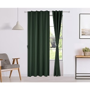 amazon brand - solimo 100 solid cotton opaque door curtains 7 feet set of 2 green rod pocket curtains