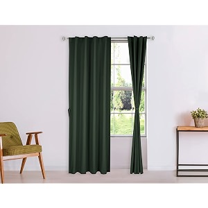 amazon brand - solimo 100 solid cotton long door semi sheer curtains 9 feet set of 2 green rod pocket curtains