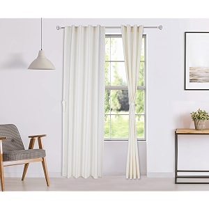 amazon brand - solimo 100 solid cotton rod pocket opaque door curtains 7 feet set of 2 white
