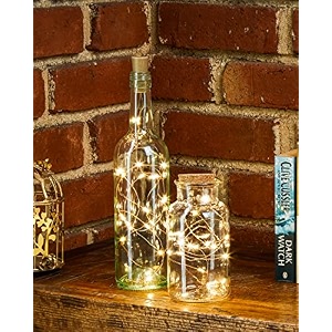 amazon brand - solimo 2 meters 20 leds bottle cork string light for decoration - warm white pack of 2
