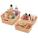 Amazon Brand - Solimo 3 Piece Plastic Storage Basket Set, Beige