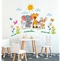 Amazon Brand - Solimo Wall Sticker for Bedroom (Cute Pets Sleep) | PVC Vinyl | Self-Adhesive | Charming Home Décor (137 cm x 97 cm)
