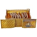 Amazon Brand - Solimo Cotton Jewellery Organiser Box with Pouch, Yellow, cotton