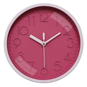 amazon brand - solimo 8 inch plastic analog wall clock with embossed numbers white amp pink quartz movement