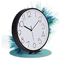 Amazon Brand - Solimo 8 Inch Plastic Analog Wall Clock with Embossed Numbers (Black &amp; White, Quartz Movement)