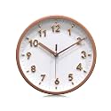 Amazon Brand - Solimo 8 Inch Plastic Analog Wall Clock with Embossed Numbers (Copper &amp; White, Quartz Movement)