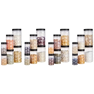 amazon brand - solimo airtight premium plastic storage container set 24 pieces diamond checkered pattern jars