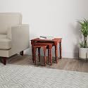 Amazon Brand - Solimo Alamos Solid Sheesham Wood Nesting Table Set of 3 Stools (Honey Finish)