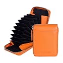 Amazon Brand - Solimo Andrew Genuine Leather RFID Blocking Card Holder Ultra Strong Stitching 10 Card 2 Currency Holder 1 ID Window for Men and Women (11.5CM X9.5CM)