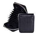 Amazon Brand - Solimo Andrew Genuine Leather RFID Blocking Card Holder Ultra Strong Stitching 10 Card 2 Currency Holder 1 ID Window for Men and Women (11.5CM X9.5CM)