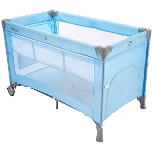 amazon brand - solimo baby bedside cribcot blue