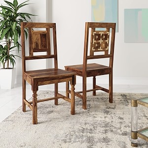 amazon brand - solimo brinyl seating chair solid sheesham wood natural finish 2 pieces