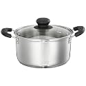 Amazon Brand - Solimo Stainless Steel Dutch Oven with Glass Lid (2L) | Unique Impact Forged Bottom | Soft Touch Heat Resistant Handle