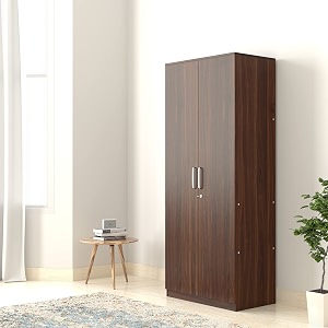 amazon brand - solimo chester engineered wood wardrobe walnut 2 door