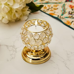 amazon brand - solimo crystal tealight candle holder  votives bowl for home dcor amp gifting